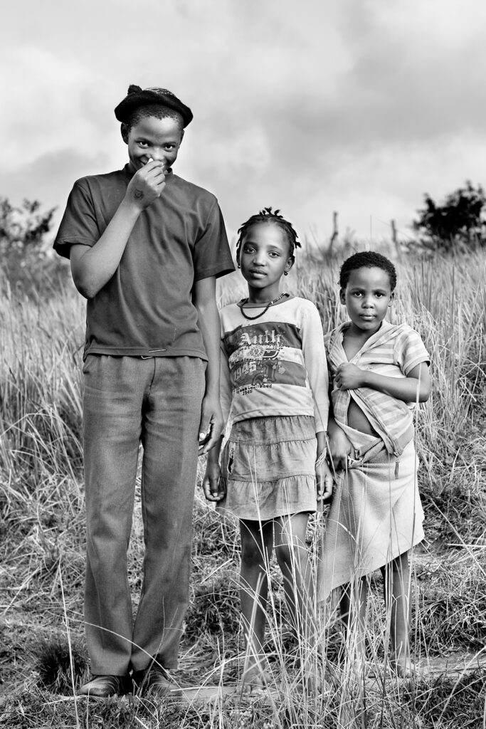 Black and white African portrait, children