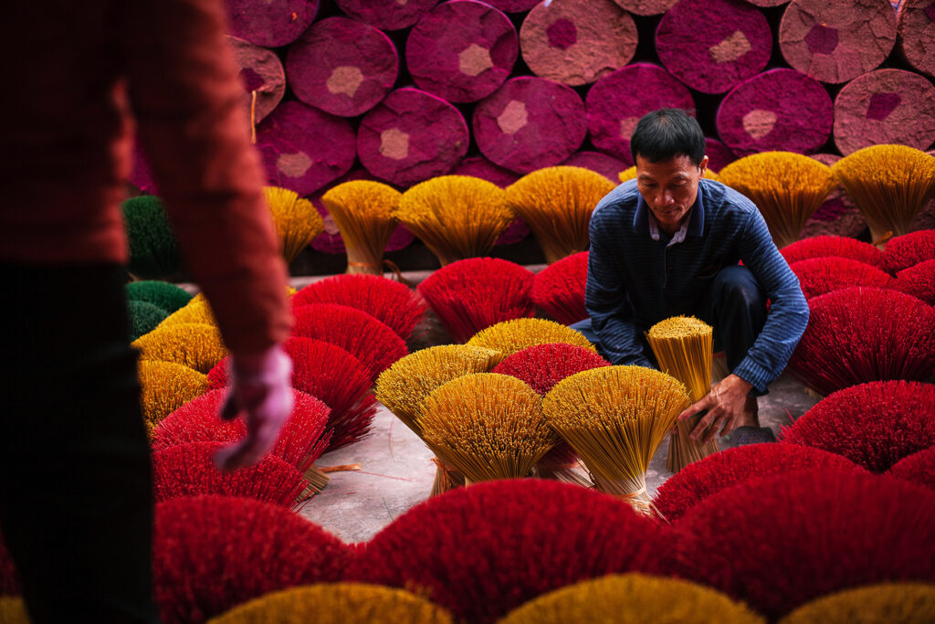 Quang phu Cau incense village Hanoi color picture