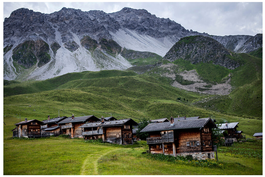 Photo of the traditional Walser houses village in Medergen Switzerland