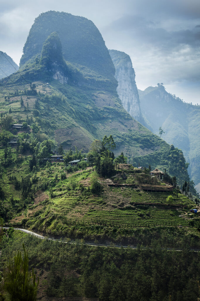 Ha Giang Vietnam travel poster print for sale green mountain print