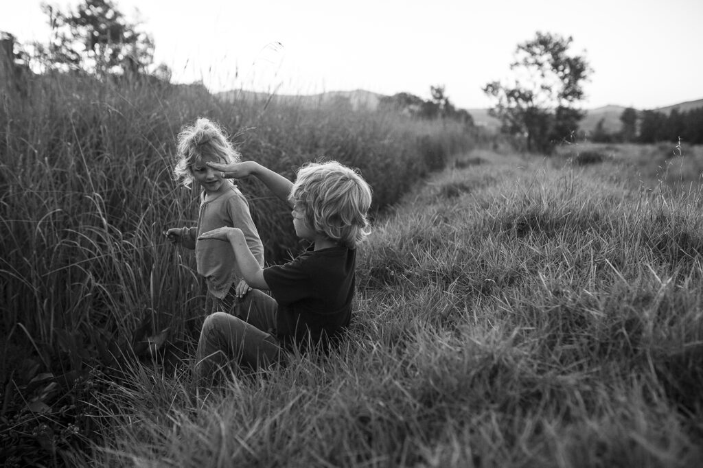 Children playing in a field