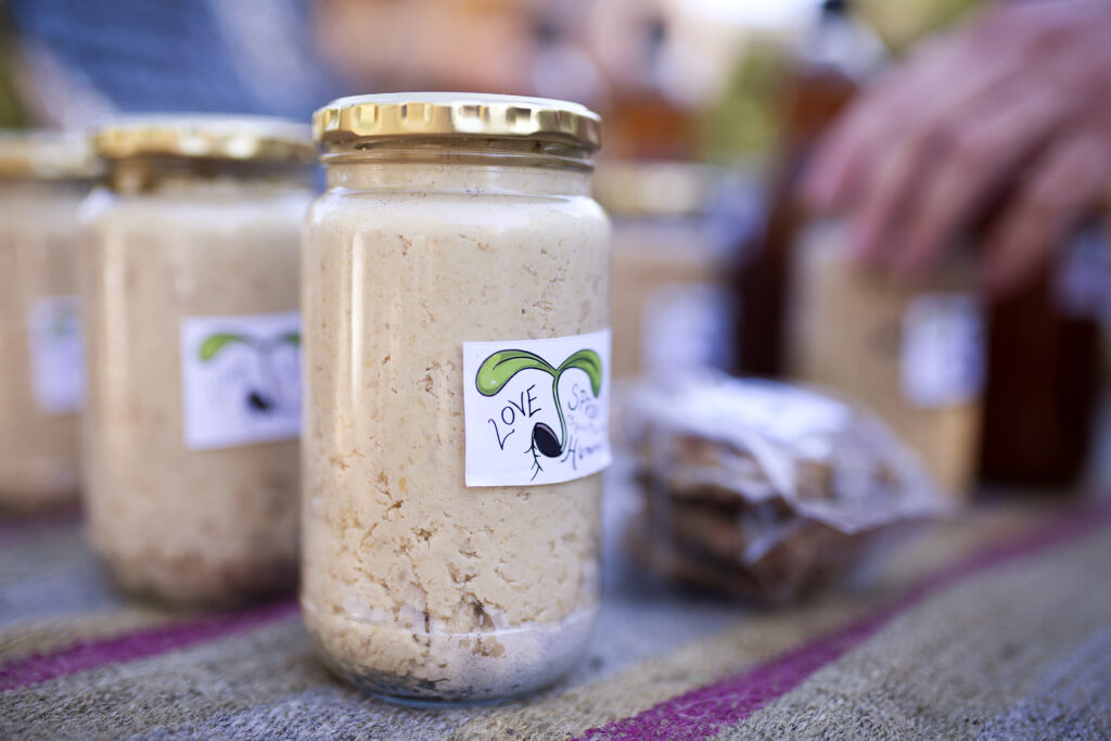 Raw organic food in jars 